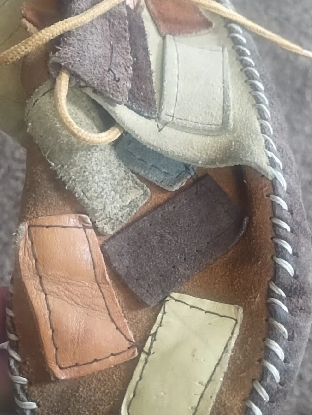 Kids Patchwork Suede Moccasin Shoes - Brown Multi Size 3/4